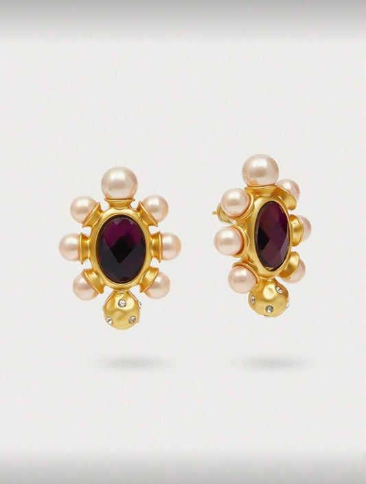 Pearl Garnet Studs