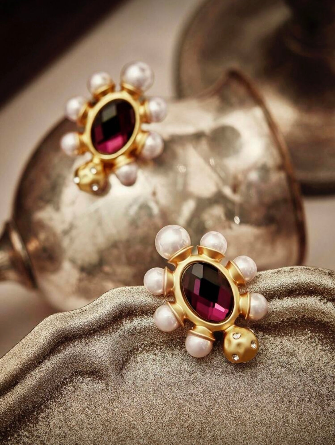 Pearl Garnet Studs