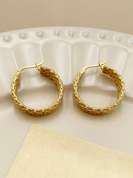 Basket Weave Hoop Earrings