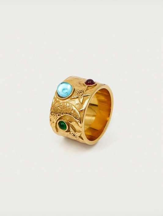 Moon & Stars Signet Ring
