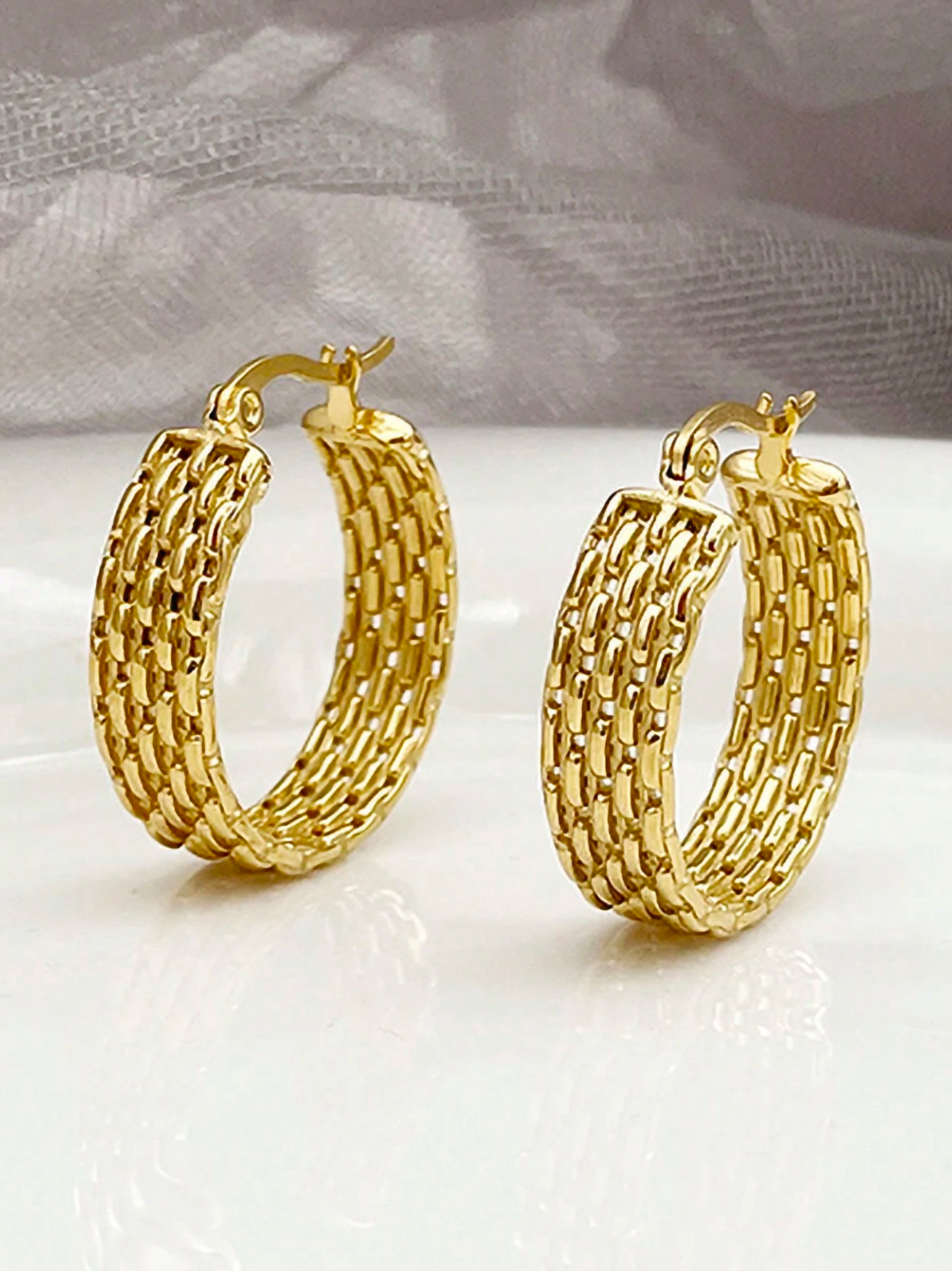 Basket Weave Hoop Earrings