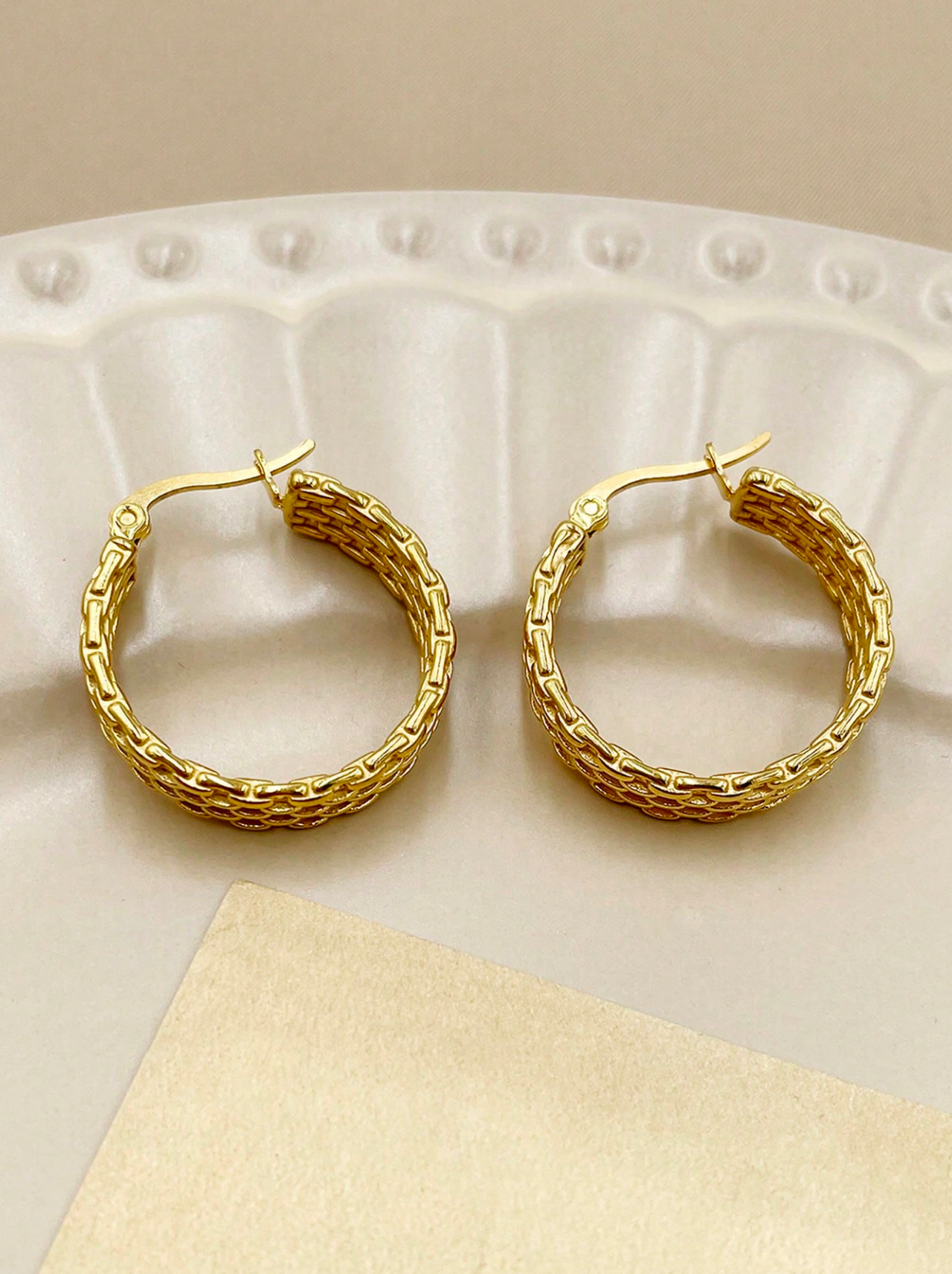 Basket Weave Hoop Earrings