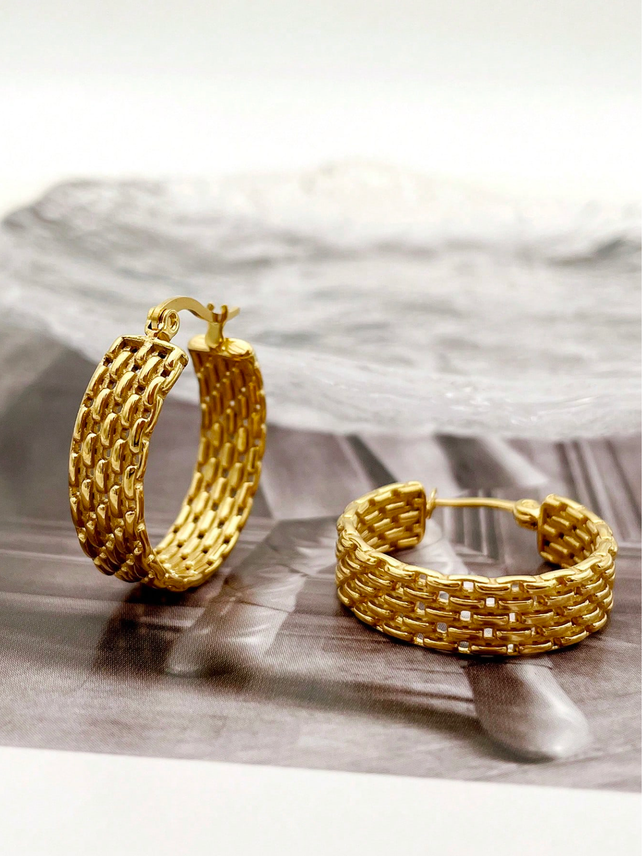 Basket Weave Hoop Earrings