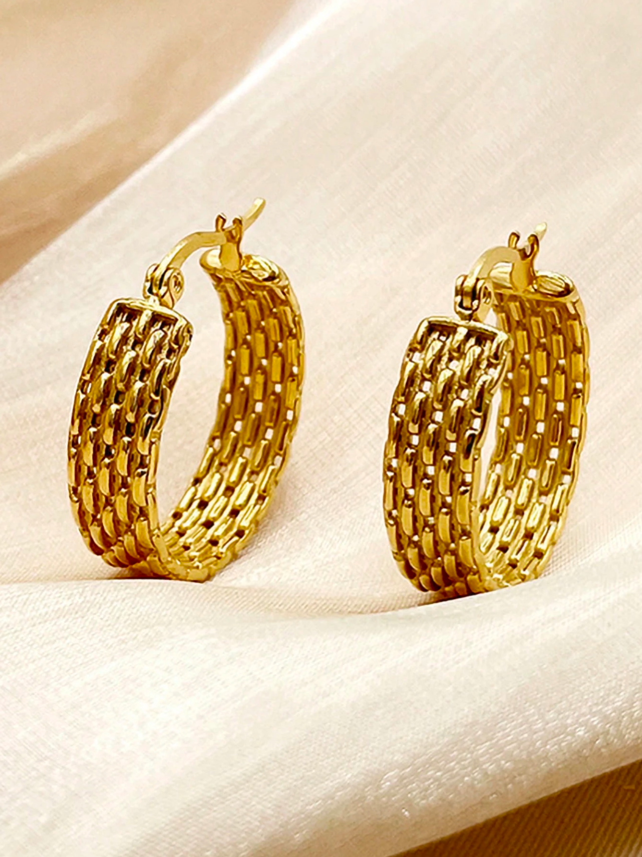 Basket Weave Hoop Earrings