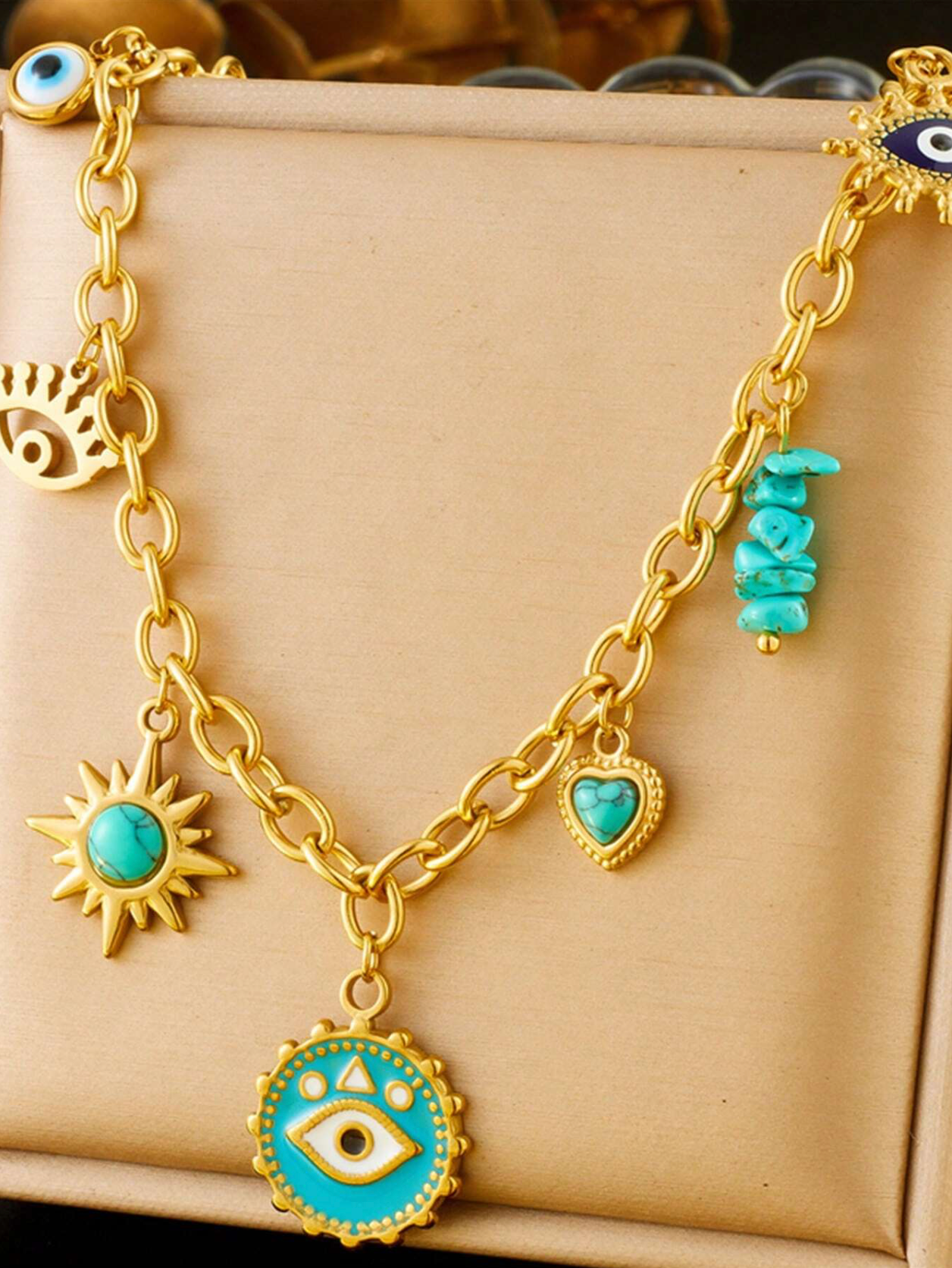 Evil Eye & Heart Pendant Necklace