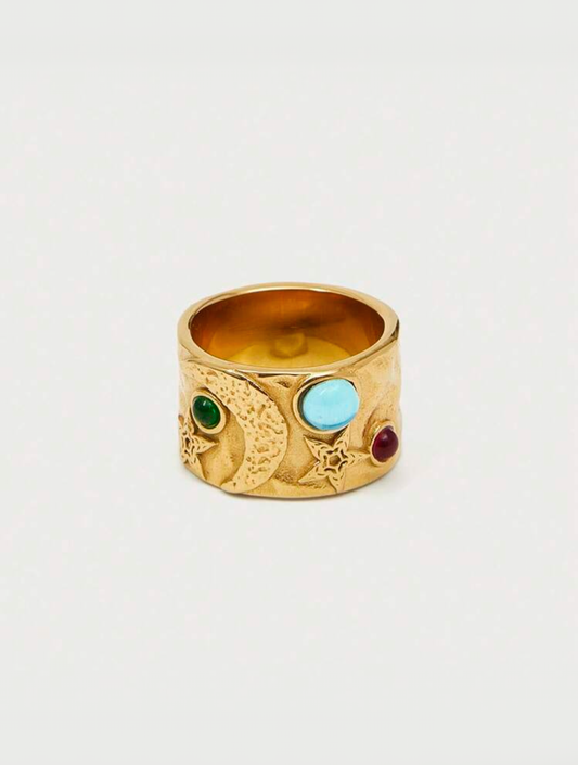 Moon & Stars Signet Ring